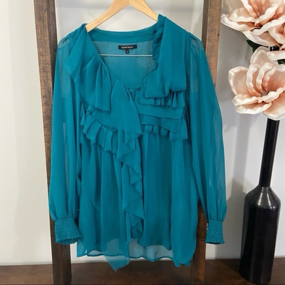 Nanette Lepore silk ruffle button up blouse sz 10